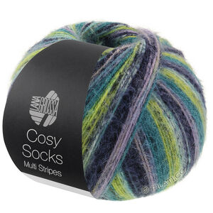 Lana Grossa MEILENWEIT 100g Cosy Socks Multi Stripes | 157-lavender/petrol/may green/turquoise/night blue