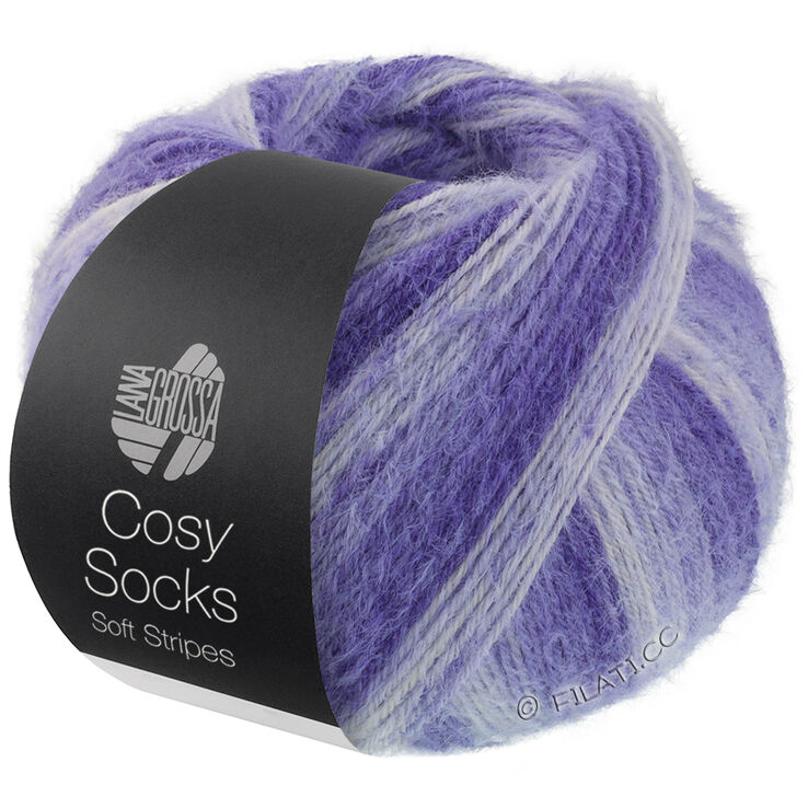 Lana Grossa MEILENWEIT 100g Cosy Socks Soft Stripes | 101-blue violet/violet blue/soft violet/white