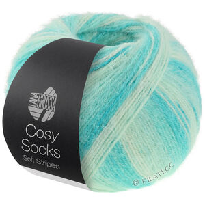 Lana Grossa MEILENWEIT 100g Cosy Socks Soft Stripes | 102-jade/light green/white green/raw white