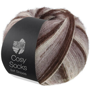 Lana Grossa MEILENWEIT 100g Cosy Socks Soft Stripes | 103-mocha/gray brown/beige/cream