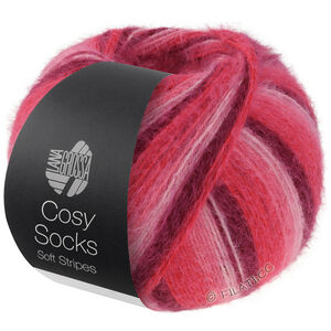 Lana Grossa MEILENWEIT 100g Cosy Socks Soft Stripes | 105-bordeaux/rose/raspberry/pink