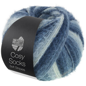Lana Grossa MEILENWEIT 100g Cosy Socks Soft Stripes | 106-black blue/gray blue/smoke blue/White blue
