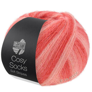 Lana Grossa MEILENWEIT 100g Cosy Socks Soft Stripes | 113-salmon/salmon red/coral