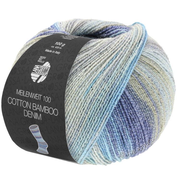 Lana Grossa MEILENWEIT 100g Cotton Bamboo Denim | 3311-silver gray/light gray/gray/light beige/light blue/dark blue