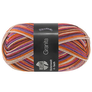 Lana Grossa MEILENWEIT 100g Granita | 1810-fuchsia/blackberry/purple/orange/light beige/red