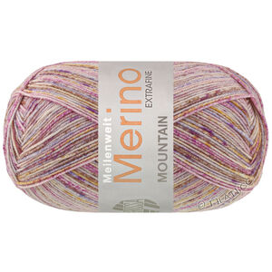 Lana Grossa MEILENWEIT 100g Merino Extrafine Mountain | 7605-gray brown/ecru/gray purple/red violet/corn yellow striped