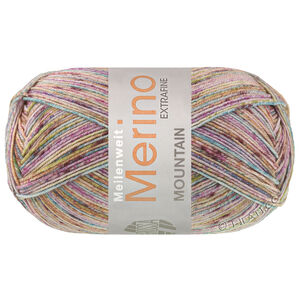 Lana Grossa MEILENWEIT 100g Merino Extrafine Mountain | 7608-light brown/dark brown/terracotta/petrol/red violet/pistachio/ecru striped