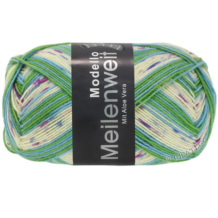 Lana Grossa MEILENWEIT 100g Modello | 4371-cream/purple/fuchsia/sky blue/jade