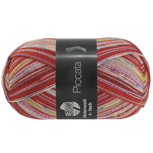 Lana Grossa MEILENWEIT 100g Piccata | 4808-red/yellow/gray/petrol blue/gray green/lilac/rose