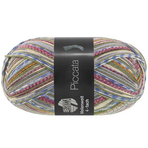Lana Grossa MEILENWEIT 100g Piccata | 4811-gray green/ecru/jeans/violet blue/caramel/blackberry/medium gray