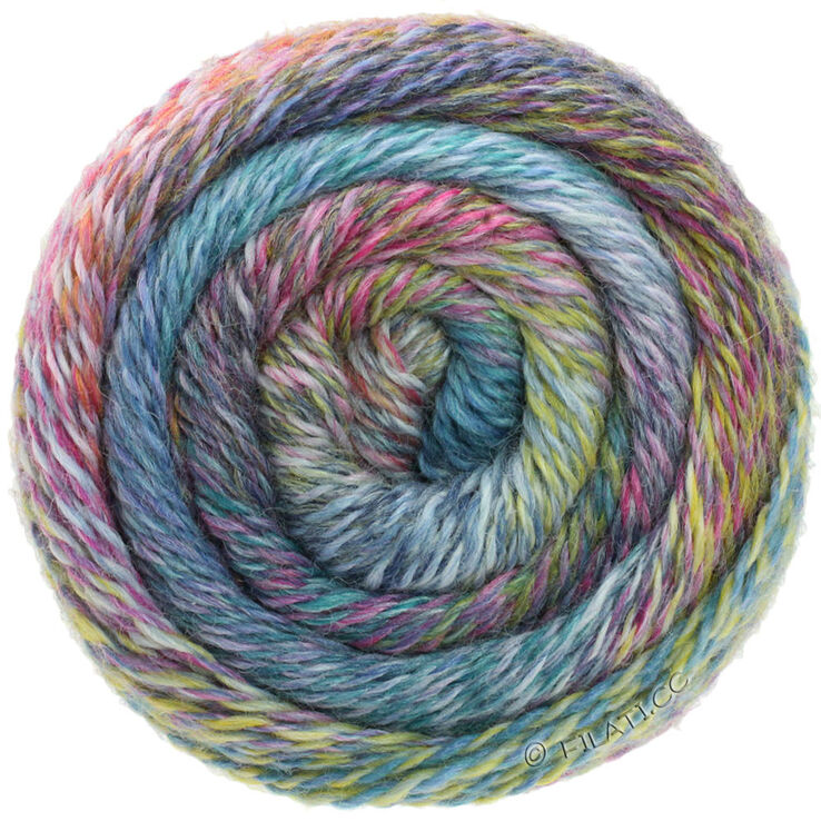 Lana Grossa MEILENWEIT 150g Rainbow | 101-petrol/light green/black green/lilac/mustard yellow/red violet/light gray/pink/jeans