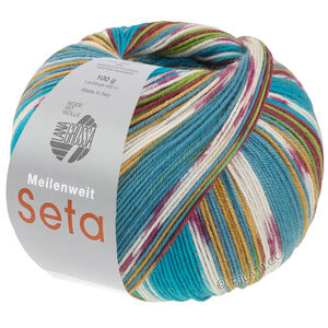 Lana Grossa MEILENWEIT 100g Seta Giappone | 3390-blackberry/green/turquoise blue/red violet/white/ochre/light green