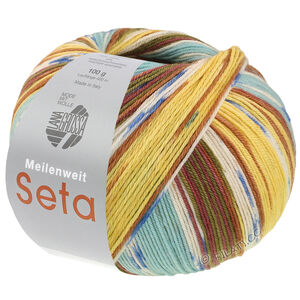Lana Grossa MEILENWEIT 100g Seta Giappone | 3392-brown/white/blue/nougat/moss green/mustard/turquoise/light yellow