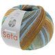 Lana Grossa MEILENWEIT 100g Seta Hokkaido | 3583-turquoise blue/ochre/dark green/sky blue/gray green/brown/ecru