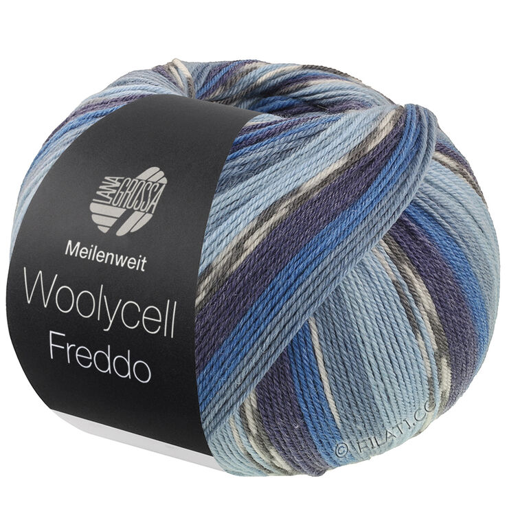 Lana Grossa MEILENWEIT 100g Woolycell Freddo | 6041-light blue/pastel blue/gray blue/blue/navy/dark gray/silver gray