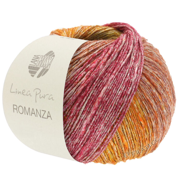 Lana Grossa ROMANZA (Linea Pura) | 01-linen/cyclamen/berry/gray orange/orange/yellow