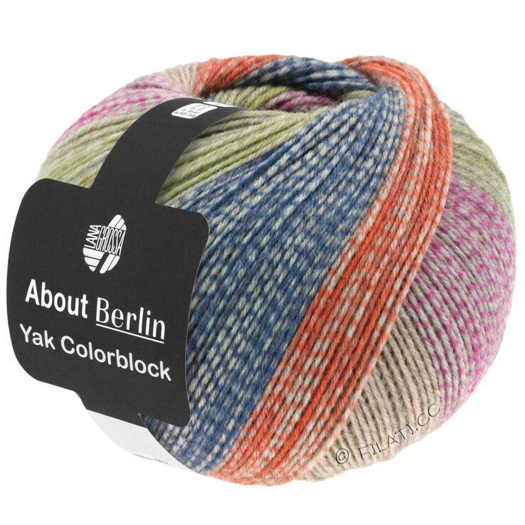 Lana Grossa MEILENWEIT 100g Yak Colorblock (ABOUT BERLIN) | 631-pink/gray/orange/jeans/yellow green mottled