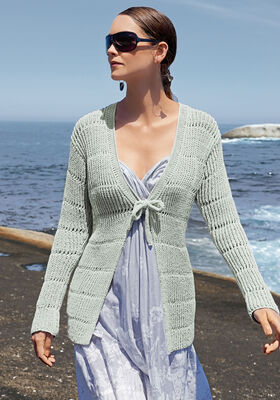 CARDIGAN IN SHAKER RIB PATTERN Elastico from Lana Grossa