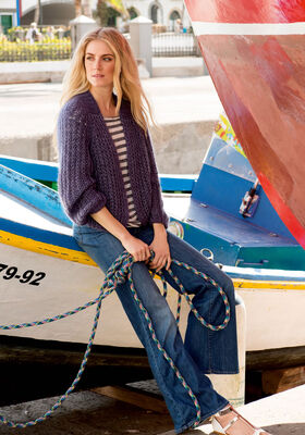 CROPPED CARDI IN SHAKER RIB PATTERN Silkhair/Linarte from Lana Grossa