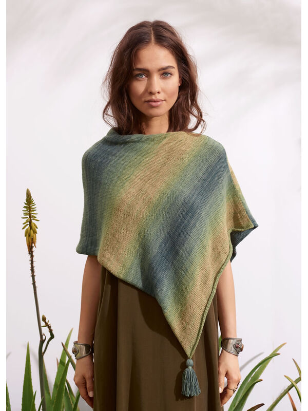 Lana Grossa PONCHO WITH TASSELS Summer Lace Dégradé