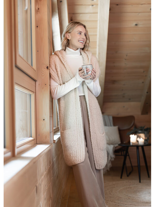 FILATI Studio HOODED LONG VEST Royal Alpaca