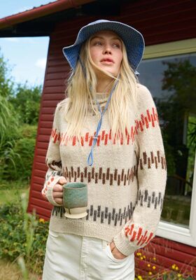 TOP-DOWN RAGLAN PULLOVER Natural Lama Fine from Lana Grossa