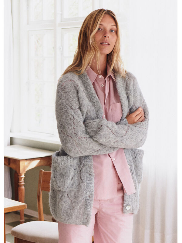Lana Grossa CARDIGAN Natural Alpaca Lungo