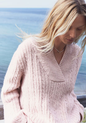 TOP-DOWN PULLOVER Natural Alpaca Pelo from Lana Grossa