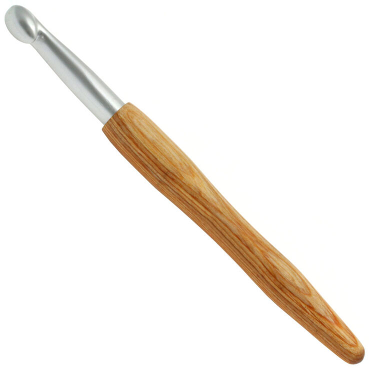 Lana Grossa Crochet hook aluminum with handle design-wood natural 10mm