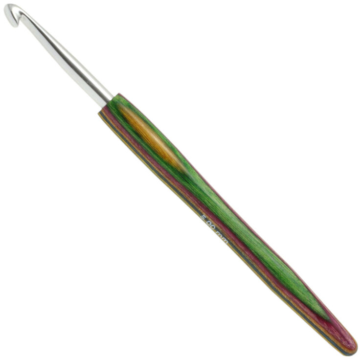Lana Grossa Crochet hook aluminum with handle design-wood color 5mm