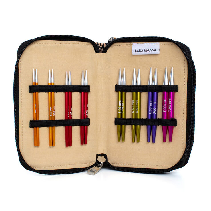 Lana Grossa Interchangeable needle set (short) Aluminium Rainbow