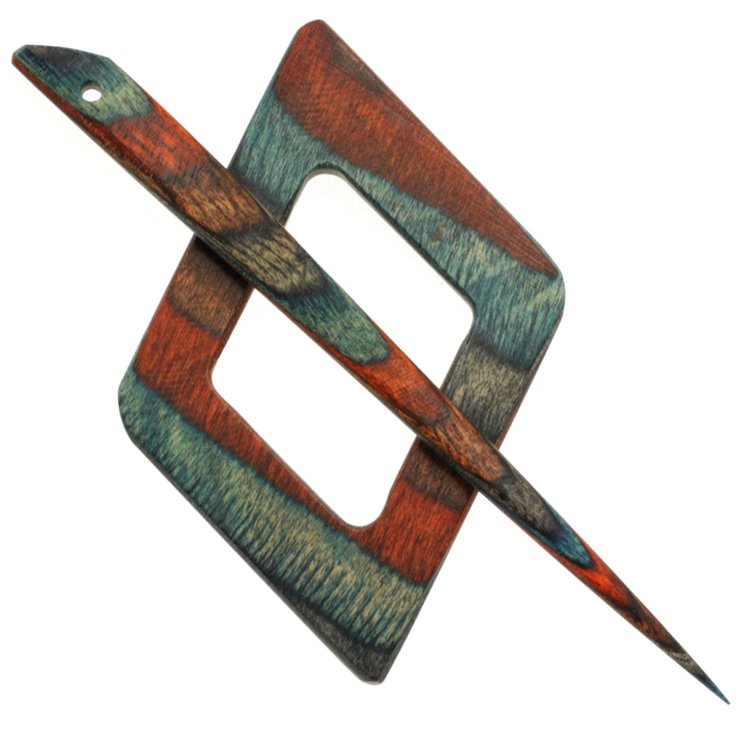 Wooden Clasp Cube | 01-blue/red brown/white/black mottled