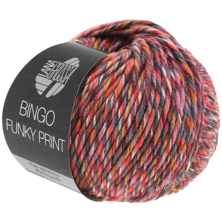 Lana Grossa BINGO Funky Print | 401-dark red/pink/gray multicolored