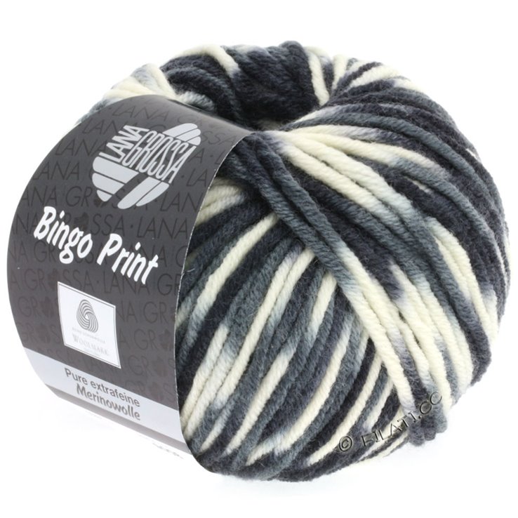 Lana Grossa BINGO Print | 310-white/light gray/dark gray/black