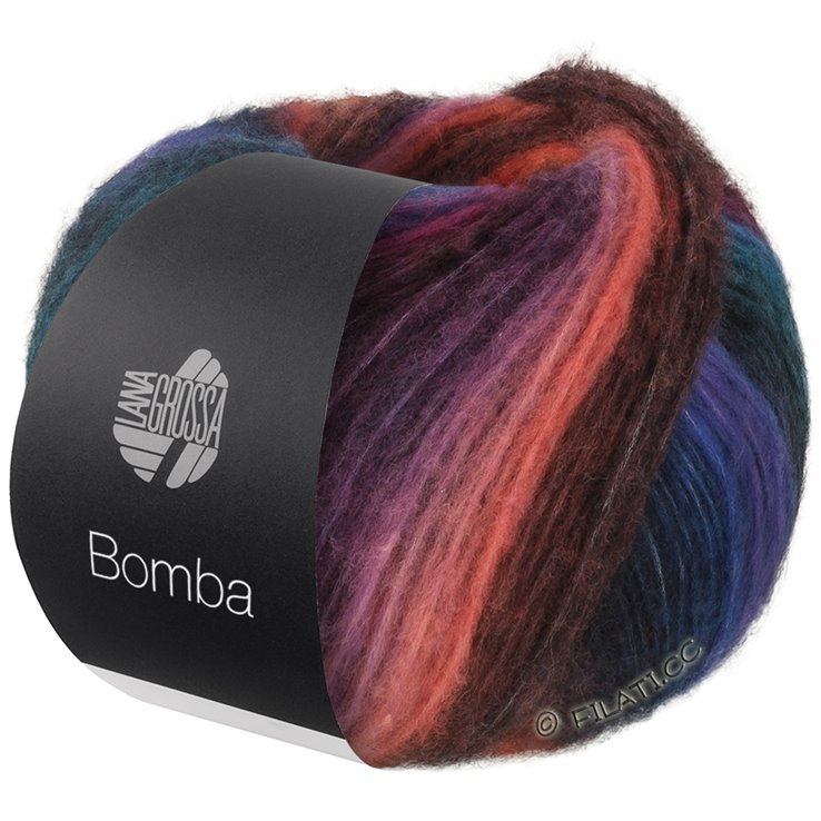 Lana Grossa BOMBA | 03-blackberry/cyclamen/gray/coral/petrol/purple/turquoise/bordeaux/lilac purple/royal/antique pink