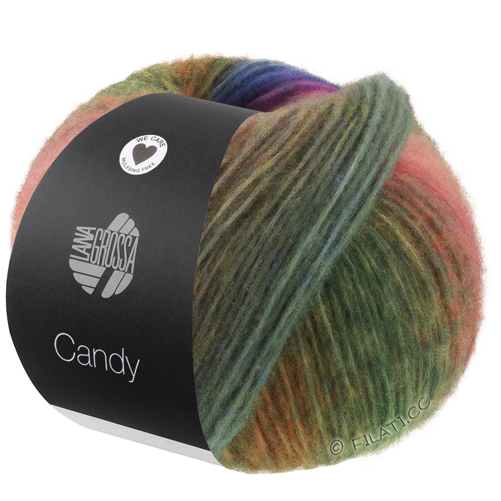 Lana Grossa CANDY | 08-moss green/forest green/lilac/gray purple/jeans/dark gray/orange/yellow/pink/dark blue/salmon/nougat/jade/white