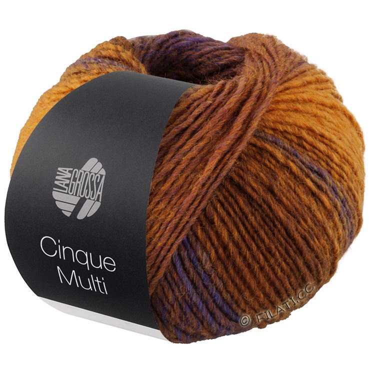 Lana Grossa CINQUE MULTI | 06-blue/brown/ochre/dark brown/purple mottled