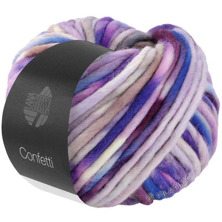 Lana Grossa CONFETTI Print | 14-white/blue violet/neon violet/lilac purple