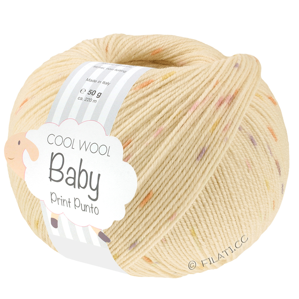 Lana Grossa COOL WOOL Baby Uni/Print 50g | 375-pale yellow/yellow/orange/purple/rose