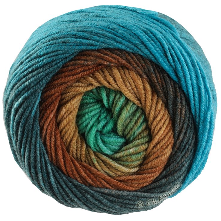 Lana Grossa COOL WOOL Big Color | 4033-jade/clay brown/dark brown/dark petrol/light petrol