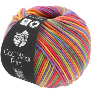 Lana Grossa COOL WOOL  Print | 703-purple/green/raspberry/orange/yellow/blue