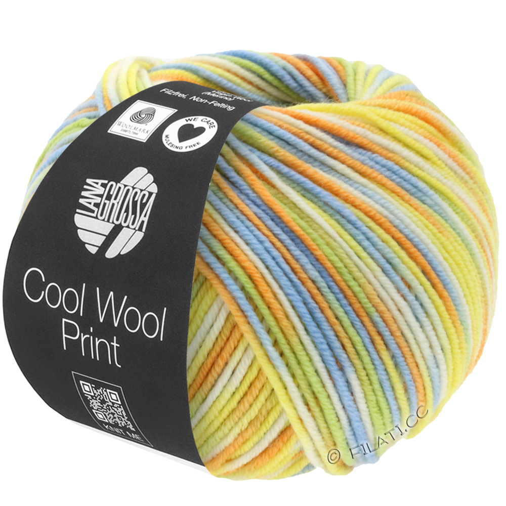 Lana Grossa COOL WOOL  Print | 722-subtle green/light blue/yellow/orange/ecru