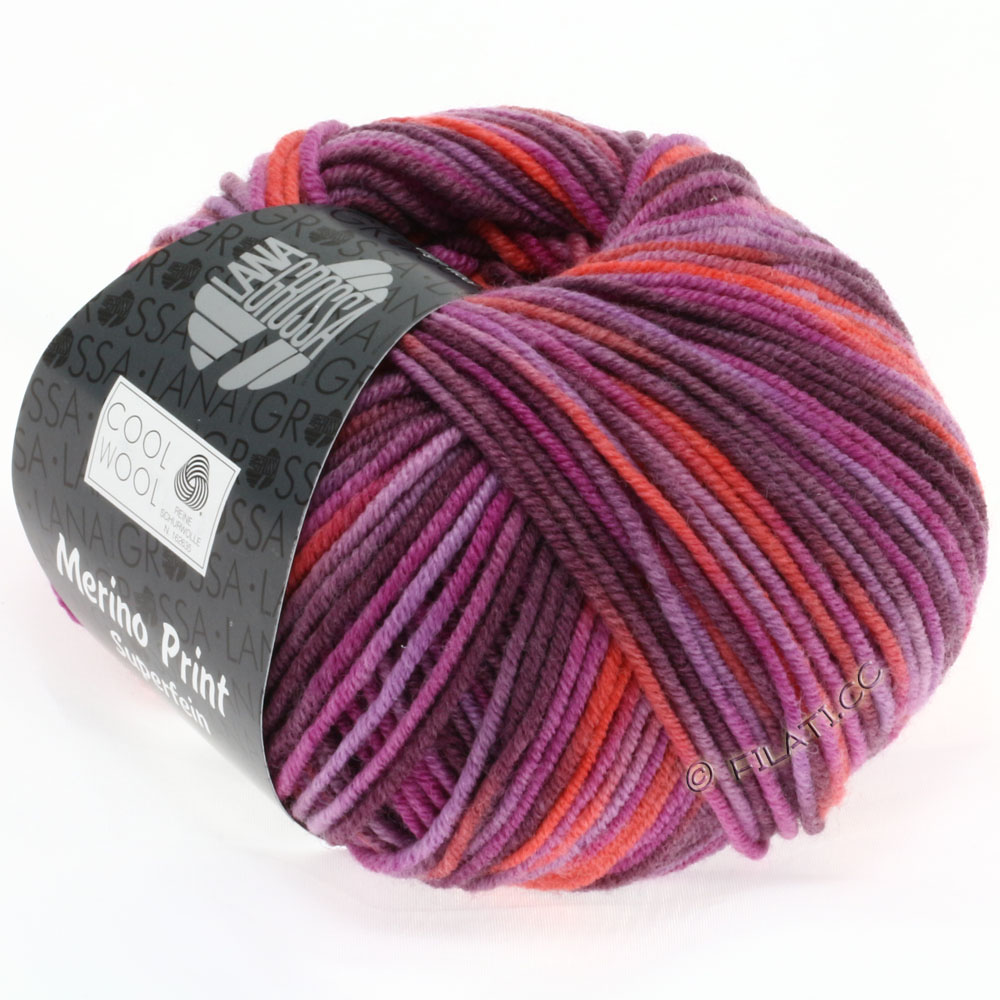 Lana Grossa COOL WOOL  Print | 787-cyclamen/coral/lilac/blackberry