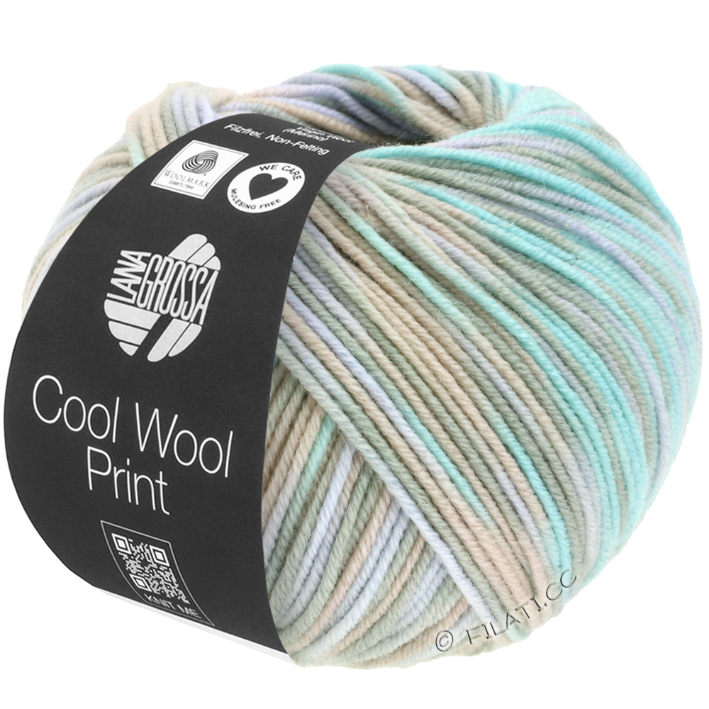 Lana Grossa COOL WOOL  Print | 793-grège/light turquoise/subtle purple/green gray