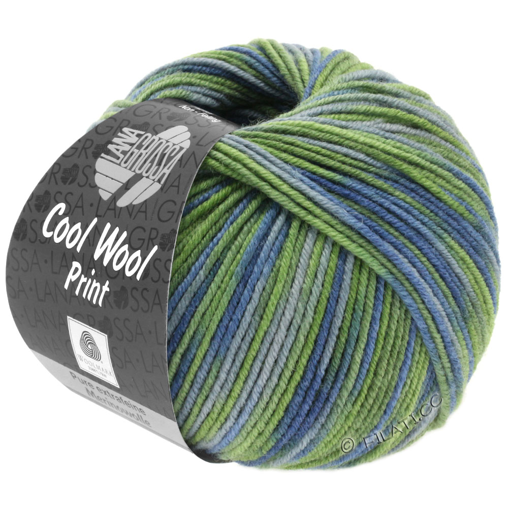 Lana Grossa COOL WOOL  Print | 800-light blue/reseda green/jeans/gray