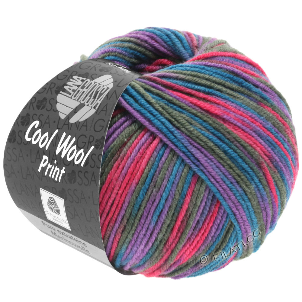 Lana Grossa COOL WOOL  Print | 811-purple/pink/petrol/gray green