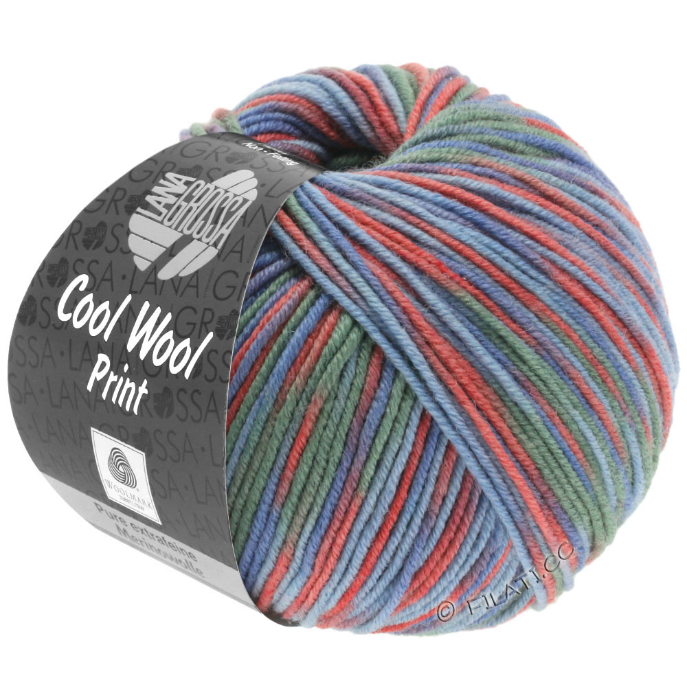 Lana Grossa COOL WOOL  Print | 812-light blue/hay green/salmon/sky blue