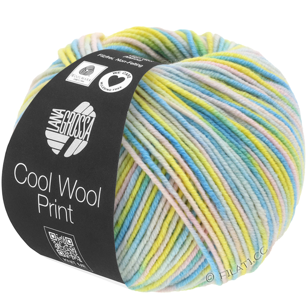 Lana Grossa COOL WOOL  Print | 813-subtle yellow/pale rose/silver gray/turquoise/mint