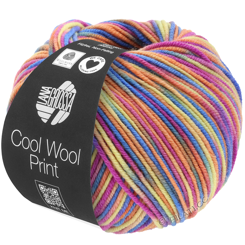 Lana Grossa COOL WOOL  Print | 814-cyclamen/salmon/blue/yellow/taupe/gray green