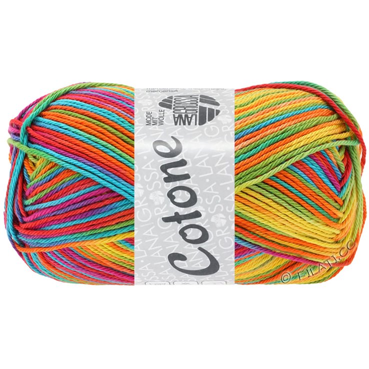 Lana Grossa COTONE Print/Spray/Mouliné | 306-yellow/orange/turquoise/green/coral/purple